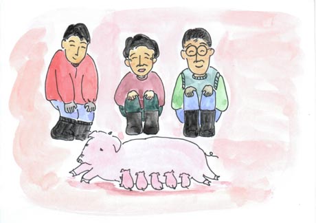 ���܂ꂽ�΂���̂T�C�̎q�؂Ɖ������e�؁A�����g���������R�l