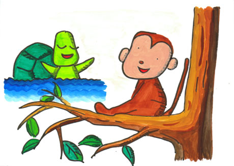 �C�݂̖؂̏�ɂ��鉎�A�C�̒����甼�g�����o���āA���Ɍ�肩����J��