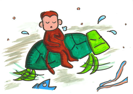 ����w���ɏ悹�āA�C�̏�Ɍ������J��