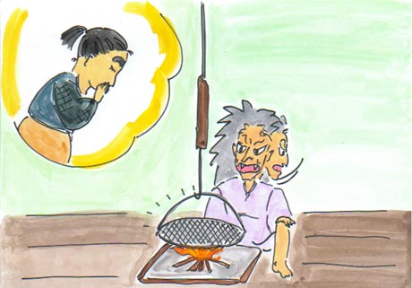 ���܂킷�R�W�A���̏�Ō��Ɏ�𓖂ĂĂ����₭������