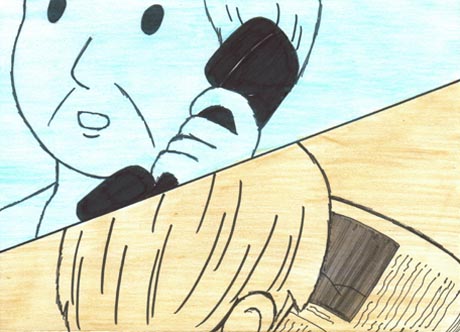 �ė������[����̓�����ɂ��Ē��ׂ�y�򂳂�B�d�b����������A�}���قŖ{�𒲂ׂĂ���B